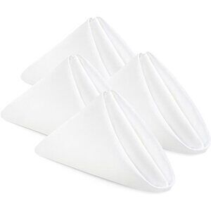 24 Pack, White, Cloth Napkins 17x17 Inches, 100% Polyester Hemmed